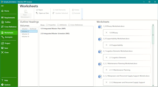 Meridian RFP Analysis Worksheets